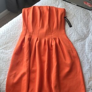 Strapless orange mini